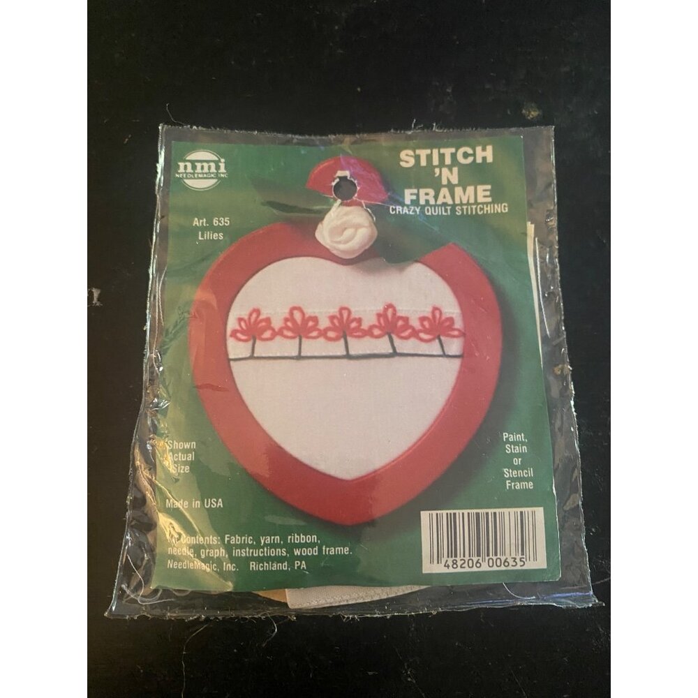 NMI Stich N' Frame Crazy Quilt Stitching Cross Stitch Kit Lillies 635 USA